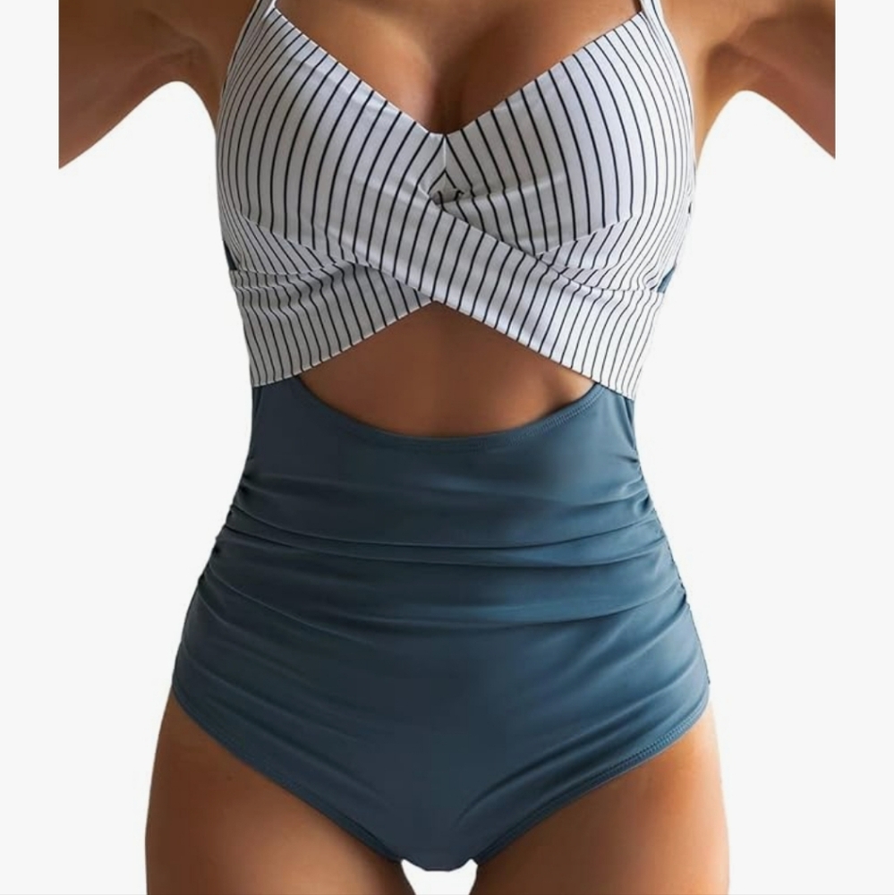 Eomenie Tummy Control Cut Out High Waisted Swimsuit